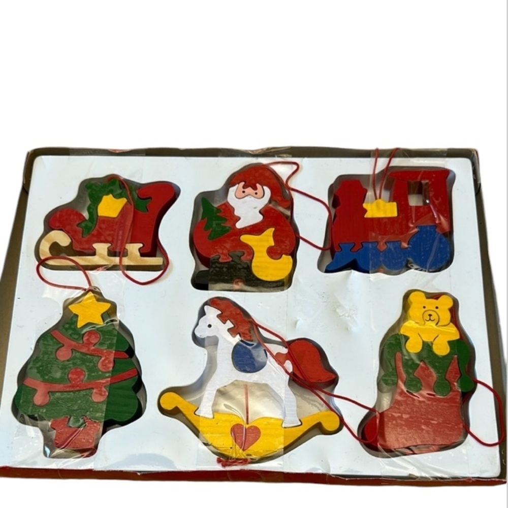 VINTAGE WOODEN christmas ornaments